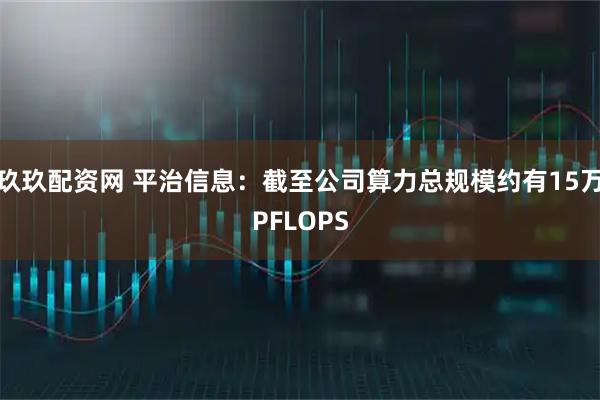 玖玖配资网 平治信息：截至公司算力总规模约有15万PFLOPS